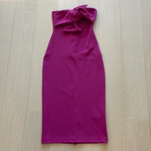 Magenta bow midi dress